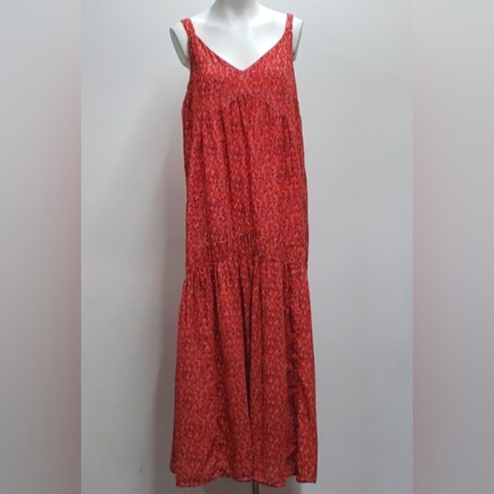 Joie Bondi Maxi Dress Cotton Tiered V Neck Sleeveless Tea Rose Women's Large